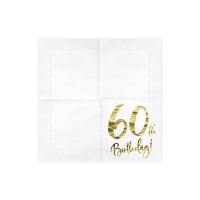 Servietten HBD - Zahl 60 weiß gold