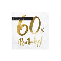 Servietten HBD - Zahl 60 weiß gold