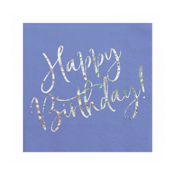 Servietten HBD - Happy Birthday blau silber