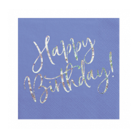 Servietten HBD - Happy Birthday blau silber