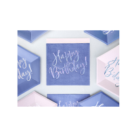 Servietten HBD - Happy Birthday blau silber