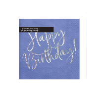Servietten HBD - Happy Birthday blau silber