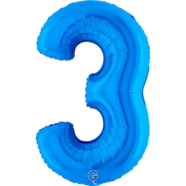 Folienballon Zahl 3 blau