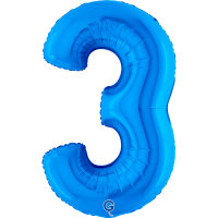 Folienballon Zahl 3 blau