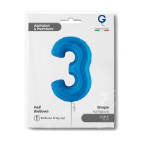 Folienballon Zahl 3 blau