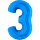 Folienballon Zahl 3 blau