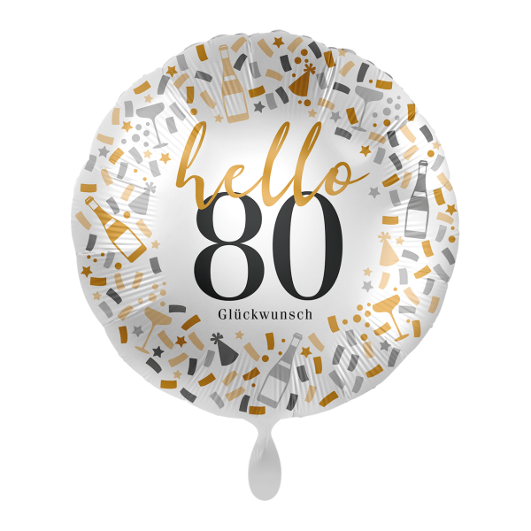 Folienballon Zahl 80 hello Glückwunsch