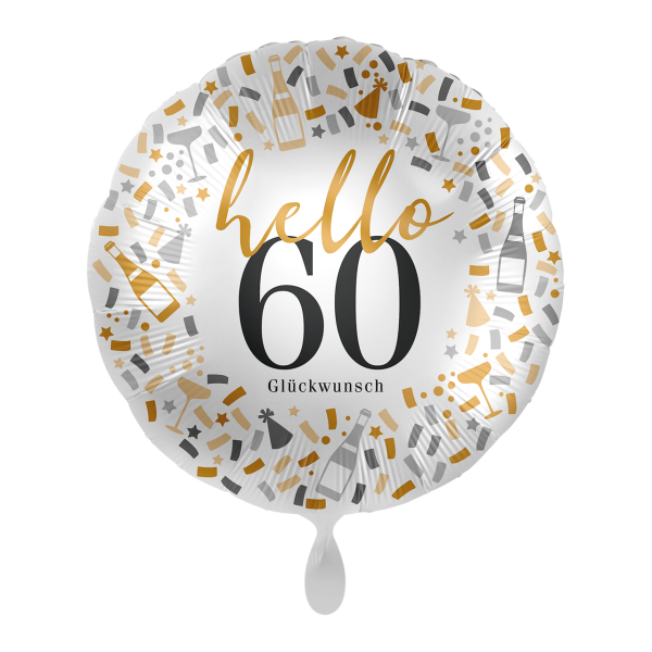 Folienballon Zahl 60 hello Glückwunsch