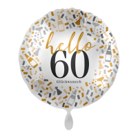 Folienballon Zahl 60 hello Glückwunsch