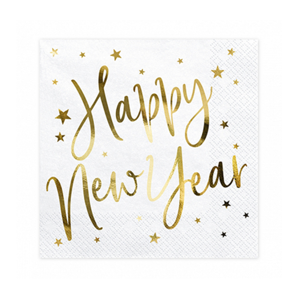 Servietten HNY - weiß - Happy New Year