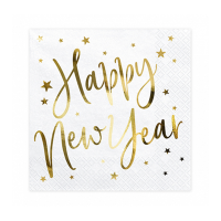 Servietten HNY - weiß - Happy New Year
