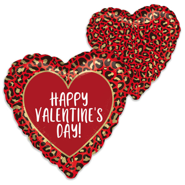 Folienballon Happy Valentines Day Tiermuster