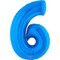 Folienballon Zahl 6 blau