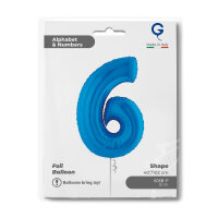 Folienballon Zahl 6 blau