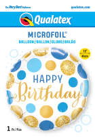 Folienballon - HBD - Birthday Blue & Gold Dots