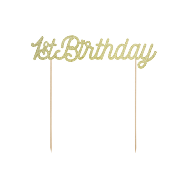 Cake Topper 1st Birthday gold glitter