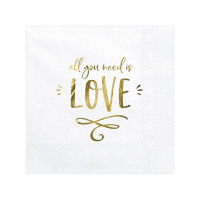 Servietten all you need is LOVE weiß gold