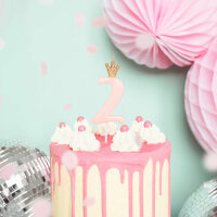 Kuchenkerzen Zahl 2 rosa mit Krone
