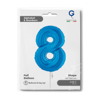 Folienballon Zahl 8 blau