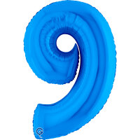 Folienballon Zahl 9 blau