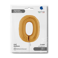 Folienballon Zahl 0 gold