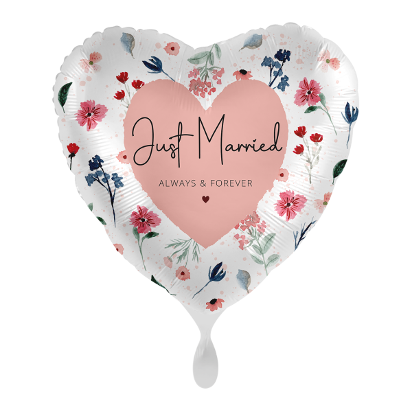 Folienballon Just Married Flowers