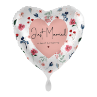 Folienballon Just Married Flowers