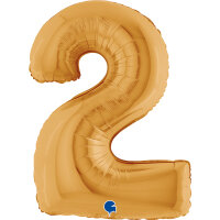 Folienballon Zahl 2 gold