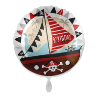 Folienballon HBD - Piraten Geburtstag Schiff Ahoy