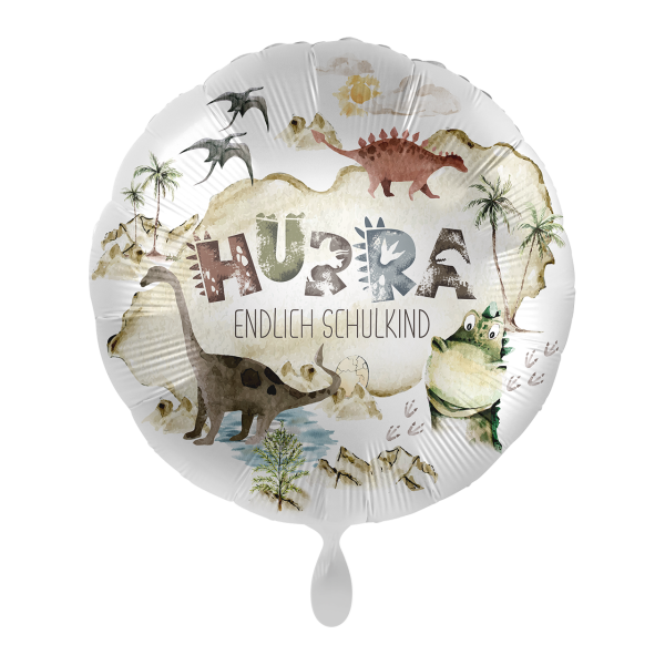 Folienballon Einschulung - Hallo Schulkind Dinosaurier
