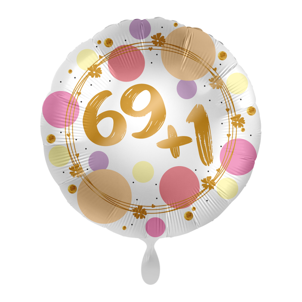 Folienballon Zahl 69+1 Shiny Dots