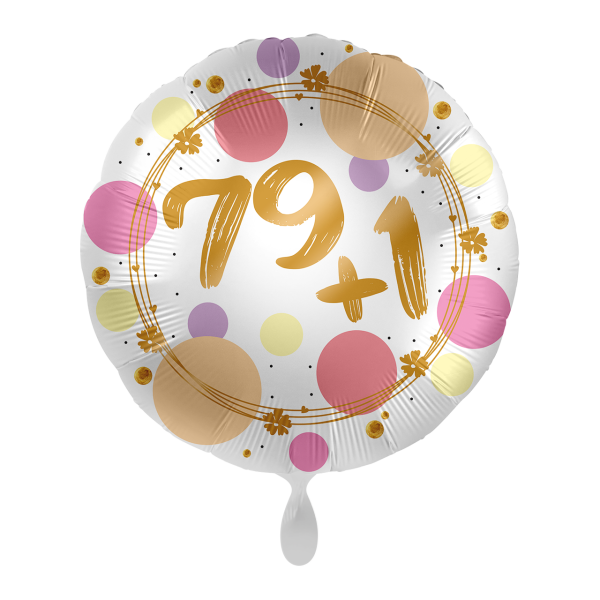 Folienballon Zahl 79+1 Shiny Dots