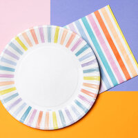 Pappteller Streifen Pastell