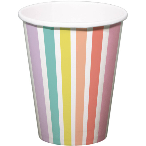 Pappbecher Streifen Pastell