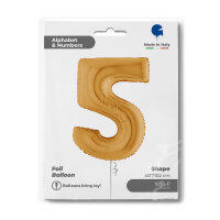 Folienballon Zahl 5 gold