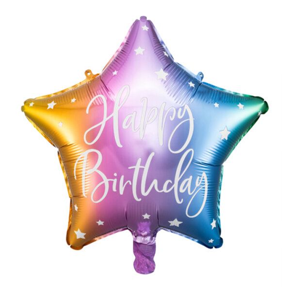 Folienballon HBD - Stern Happy Birthday Rainbow