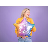 Folienballon HBD - Stern Happy Birthday Rainbow