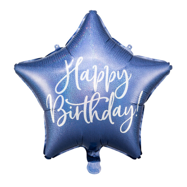 Folienballon HBD - Stern Happy Birthday Navy Blue