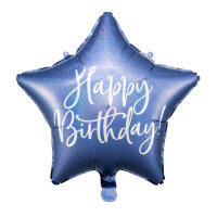 Folienballon HBD - Stern Happy Birthday Navy Blue