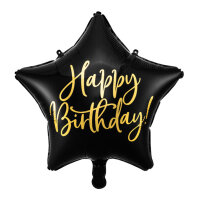 Folienballon HBD - Stern Happy Birthday Black
