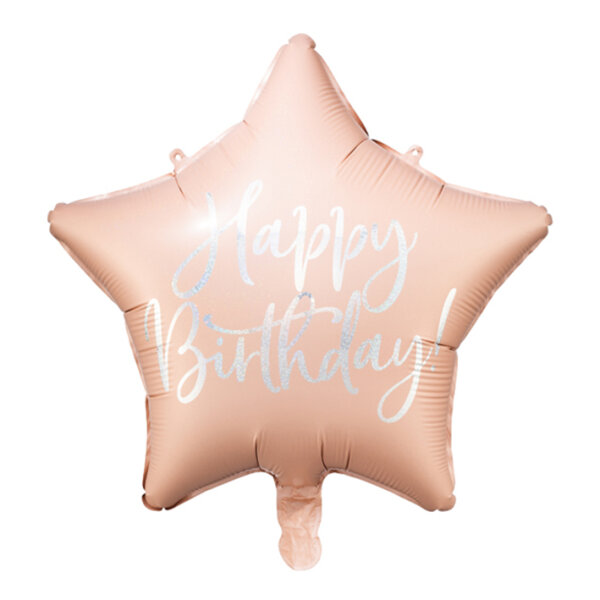 Folienballon HBD - Stern Happy Birthday Powder Pink