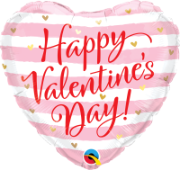 Folienballon Valentins Pink Stripes