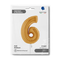 Folienballon Zahl 6 gold