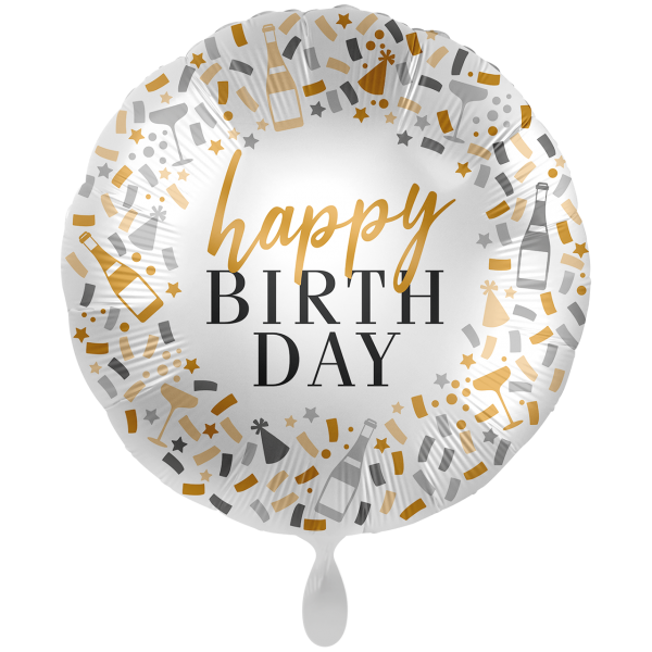 Folienballon HBD - Happy Birthday Konfetti groß