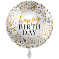Folienballon HBD - Happy Birthday Konfetti groß