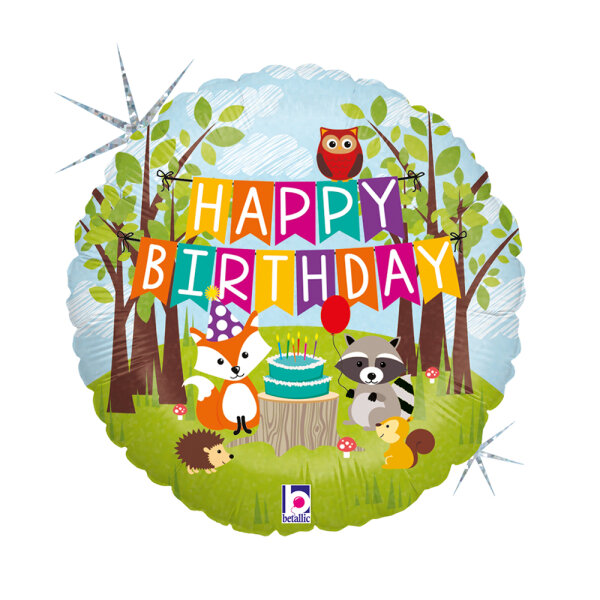 Folienballon HBD - Woodland Birthday