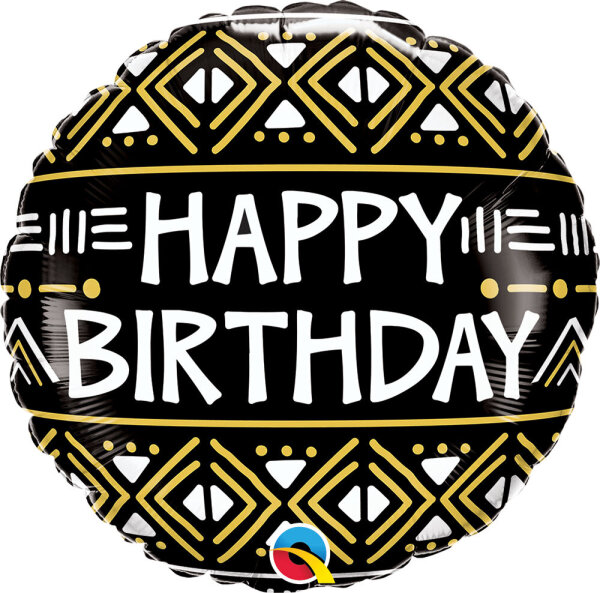 Folienballon HBD - Mud Cloth Print Birthday