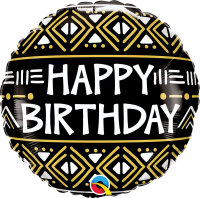Folienballon HBD - Mud Cloth Print Birthday