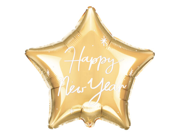Folienballon HNY - Stern Happy New Year gold