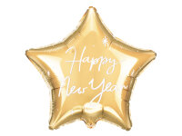 Folienballon HNY - Stern Happy New Year gold